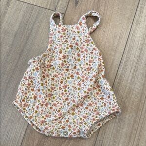 Rylee + Cru Floral Kids Romper in Cream and Orange